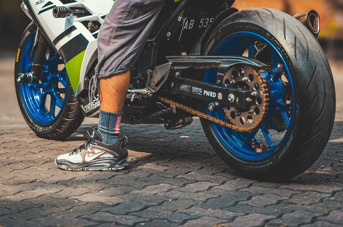 Rider on a Kawasaki Ninja ZX-4RR motorcycle